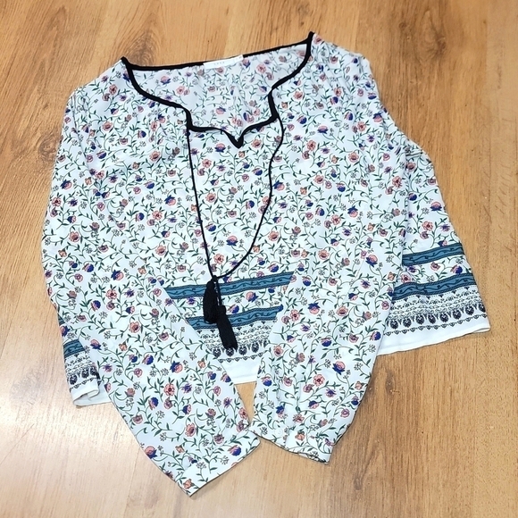 Lush Tops - LUSH Boho Floral Tie Top